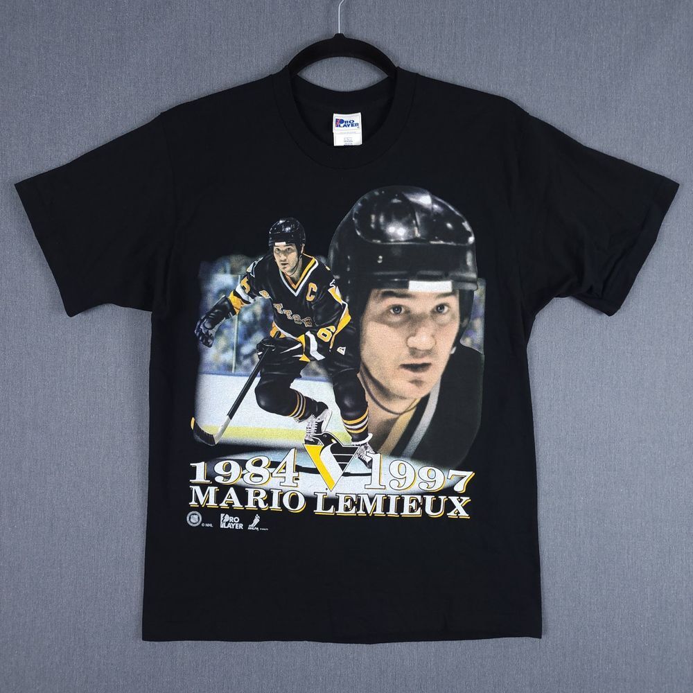 Vintage Pro Player Mario Lemieux Shirt Pittsburgh Penguins Black Single‎ Stitch